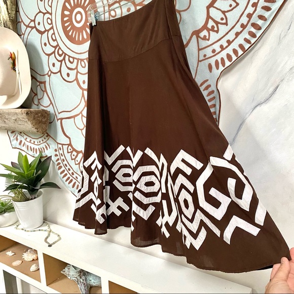 Beautiful trendy BOHO skirt w Aztec/ Native fell - Picture 7 of 10